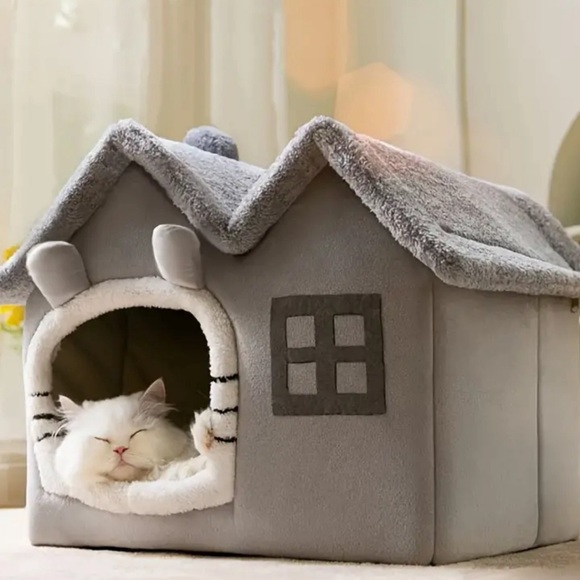 COPY - BRAND NEW!  Foldable Cat House W/ Removable Plush Cushion - Picture 2 of 7